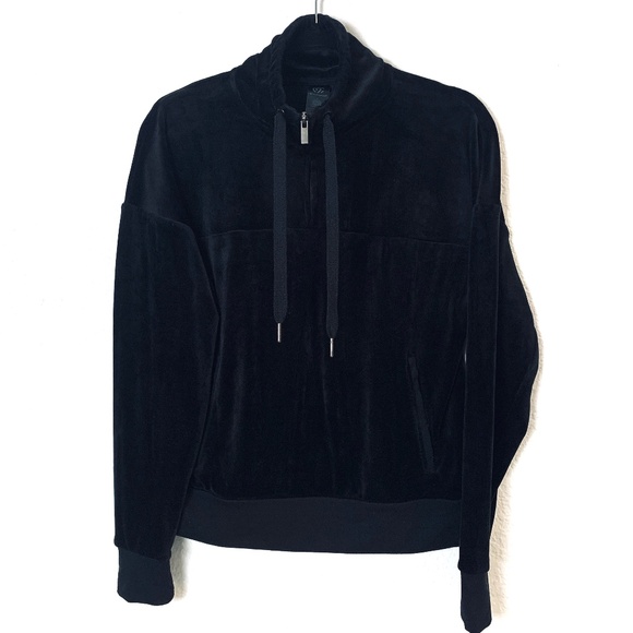 Champion Tops - Champion Black Velvet Sweatshirt Womens Small 1/4 Zip Whimsygoth Velour